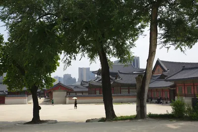 Der Palast ist wie eine Oase in der riesigen Stadt